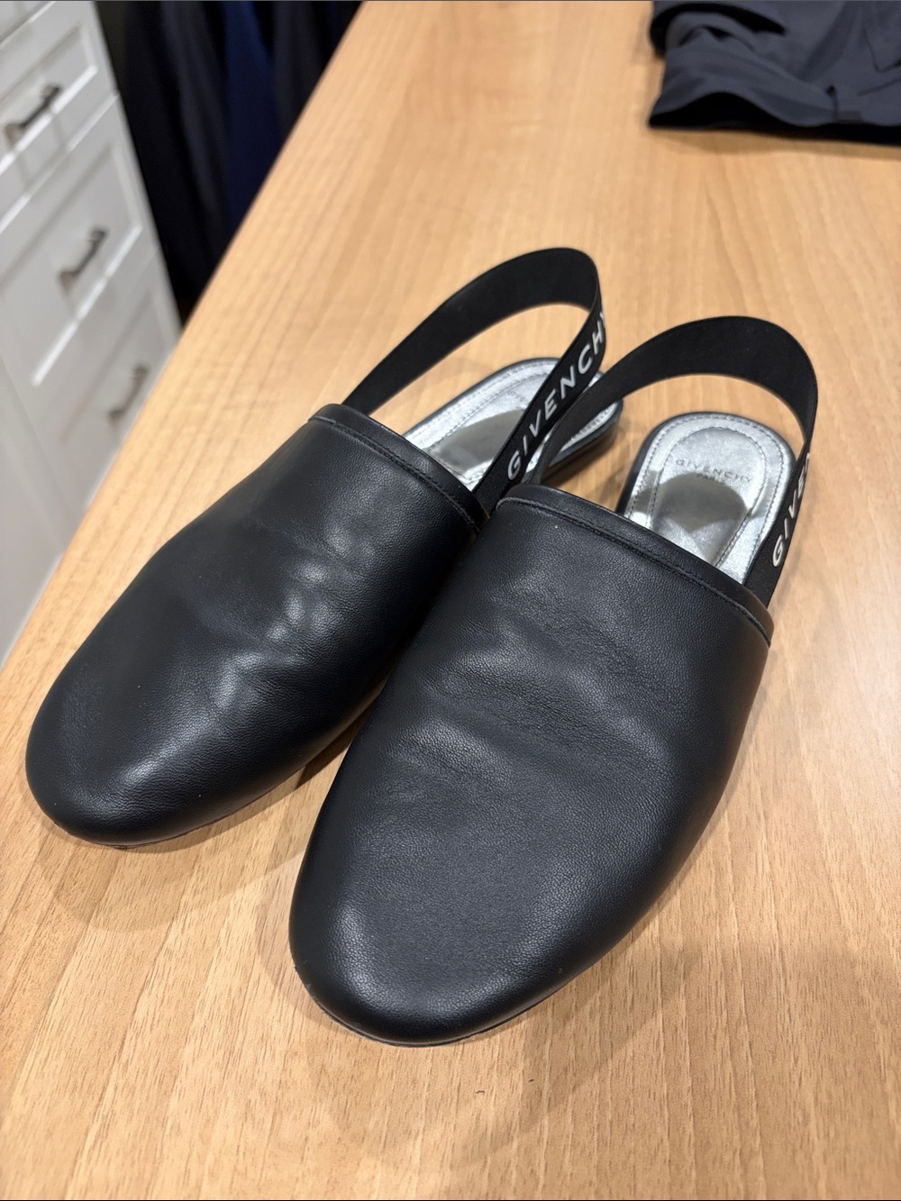 Givenchy Black Leather Slingback Slip-On Loafers